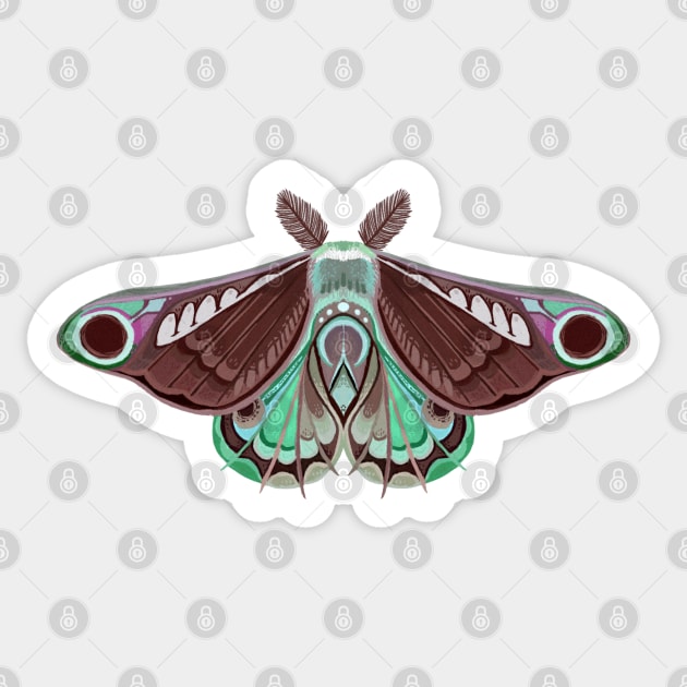Moth sticker brown, green and pink pastel Sticker by astronauticarte